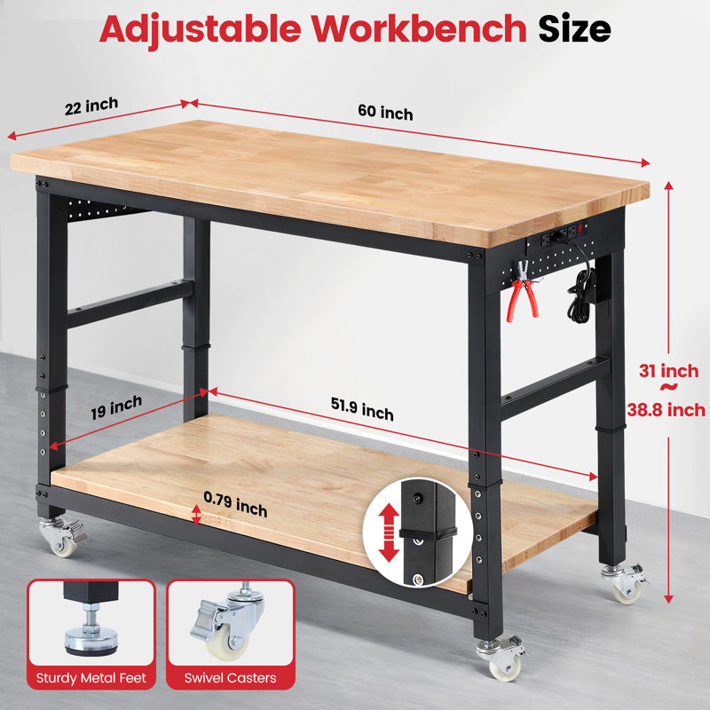 WFX Utility™ Work Bench With Storage 60 Inch Adjustable Garage